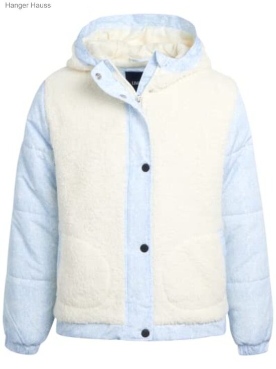 Other - Girls Sherpa Lined Quilted Jacket with Faux Fur Hood Snap Pockets